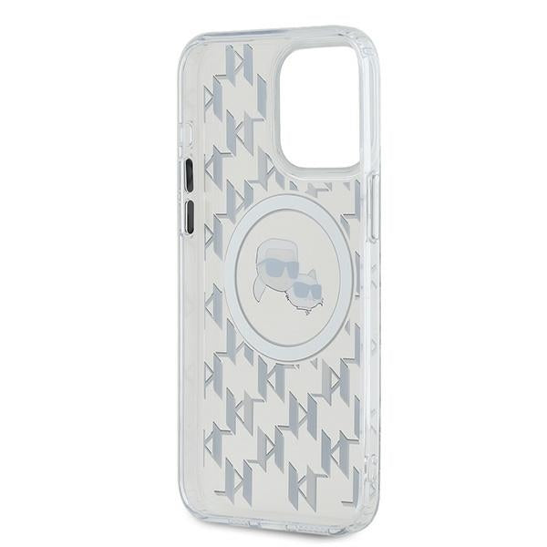 Puzdro MagSafe pre Apple iPhone 15 Pro Max, Karl Lagerfeld, IML Monogram Karl & Choupette's Heads, Priehľadné