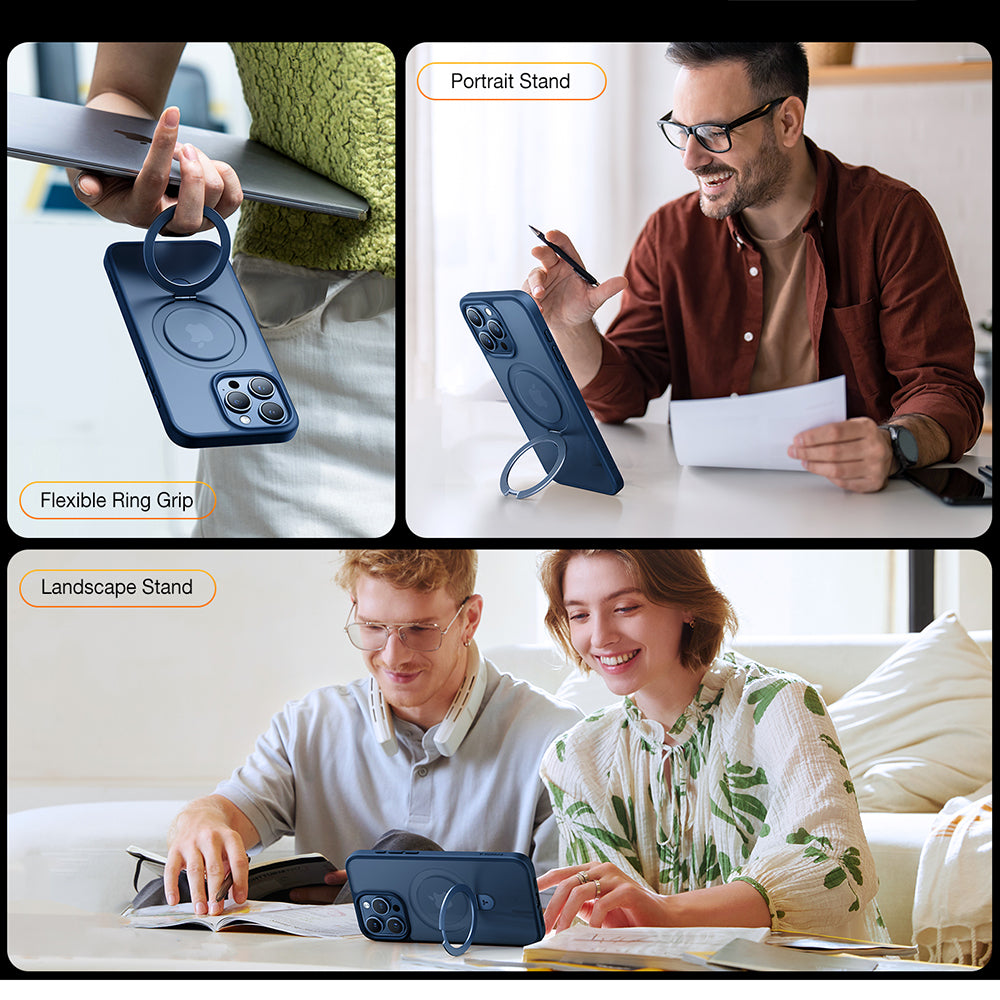 MagSafe Case for Apple iPhone 15 Pro Max, Torras, Ostand, Navy Blue