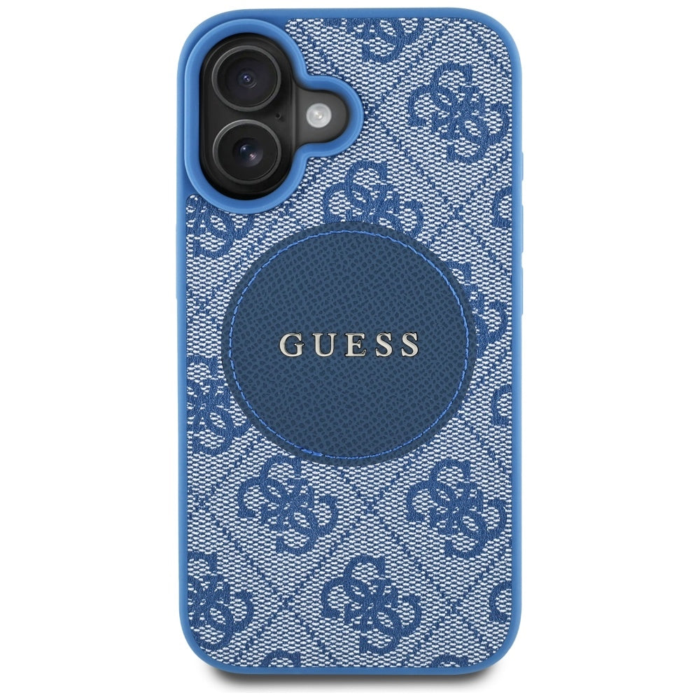 Puzdro MagSafe pre Apple iPhone 16, Guess, 4G Circle Classic Logo, Modrá