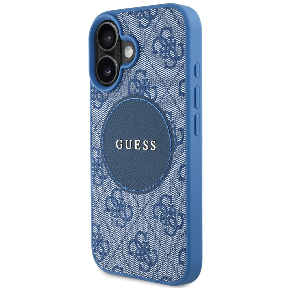 Puzdro MagSafe pre Apple iPhone 16, Guess, 4G Circle Classic Logo, Modrá