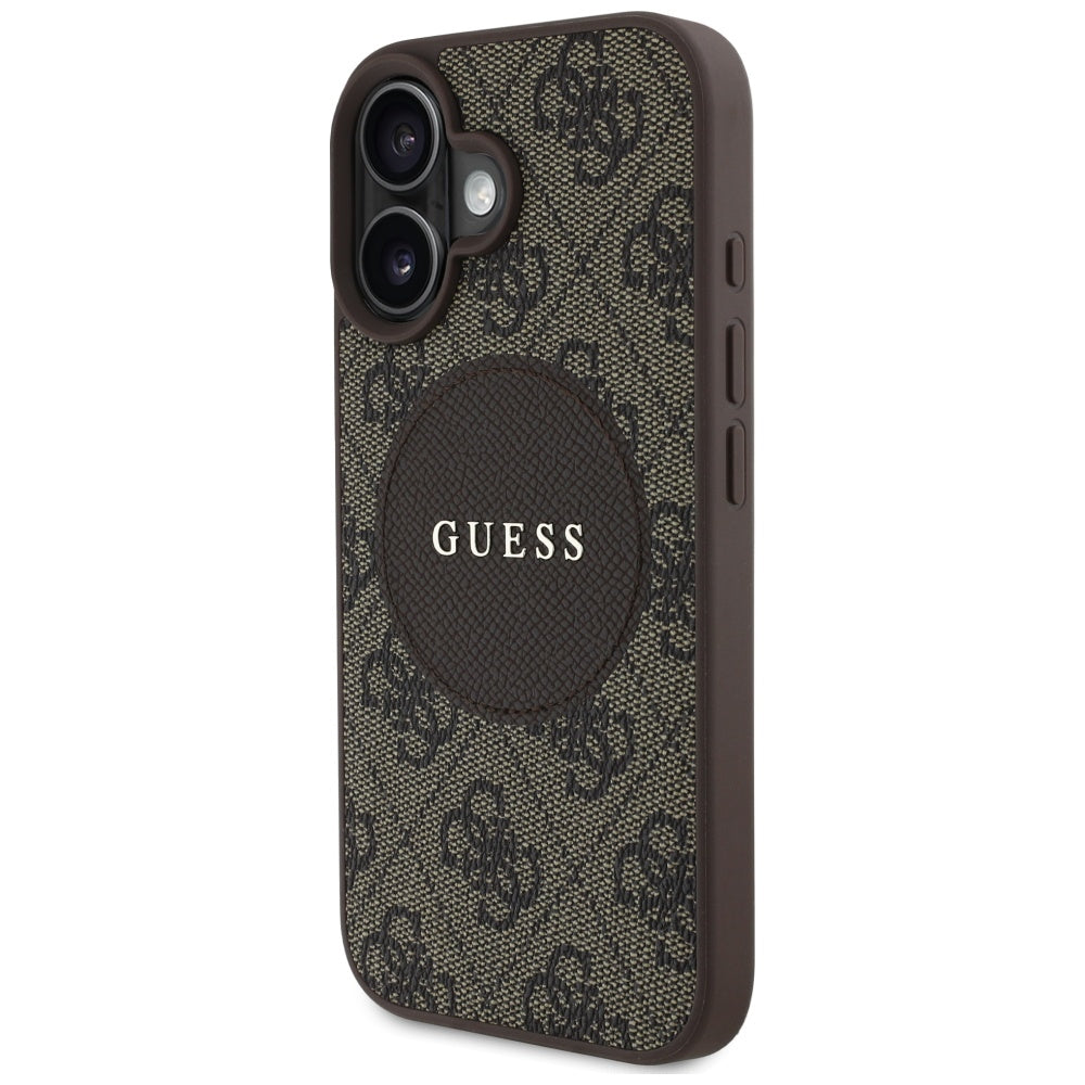 MagSafe Case for Apple iPhone 16, Guess, 4G Circle Classic Logo, Brown