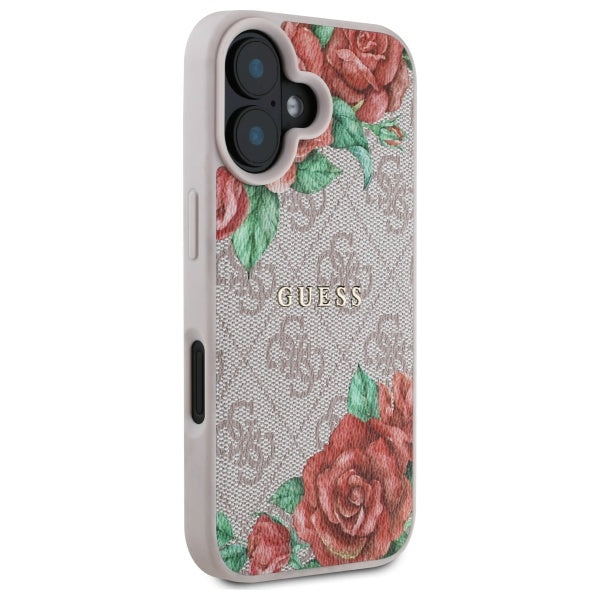 Puzdro MagSafe pre Apple iPhone 16, Guess, 4G Flowers Print, Ružové