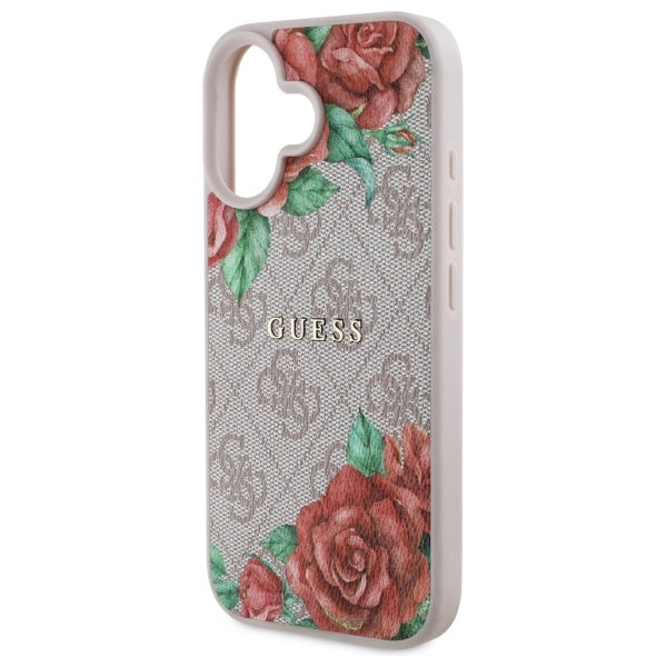 Puzdro MagSafe pre Apple iPhone 16, Guess, 4G Flowers Print, Ružové