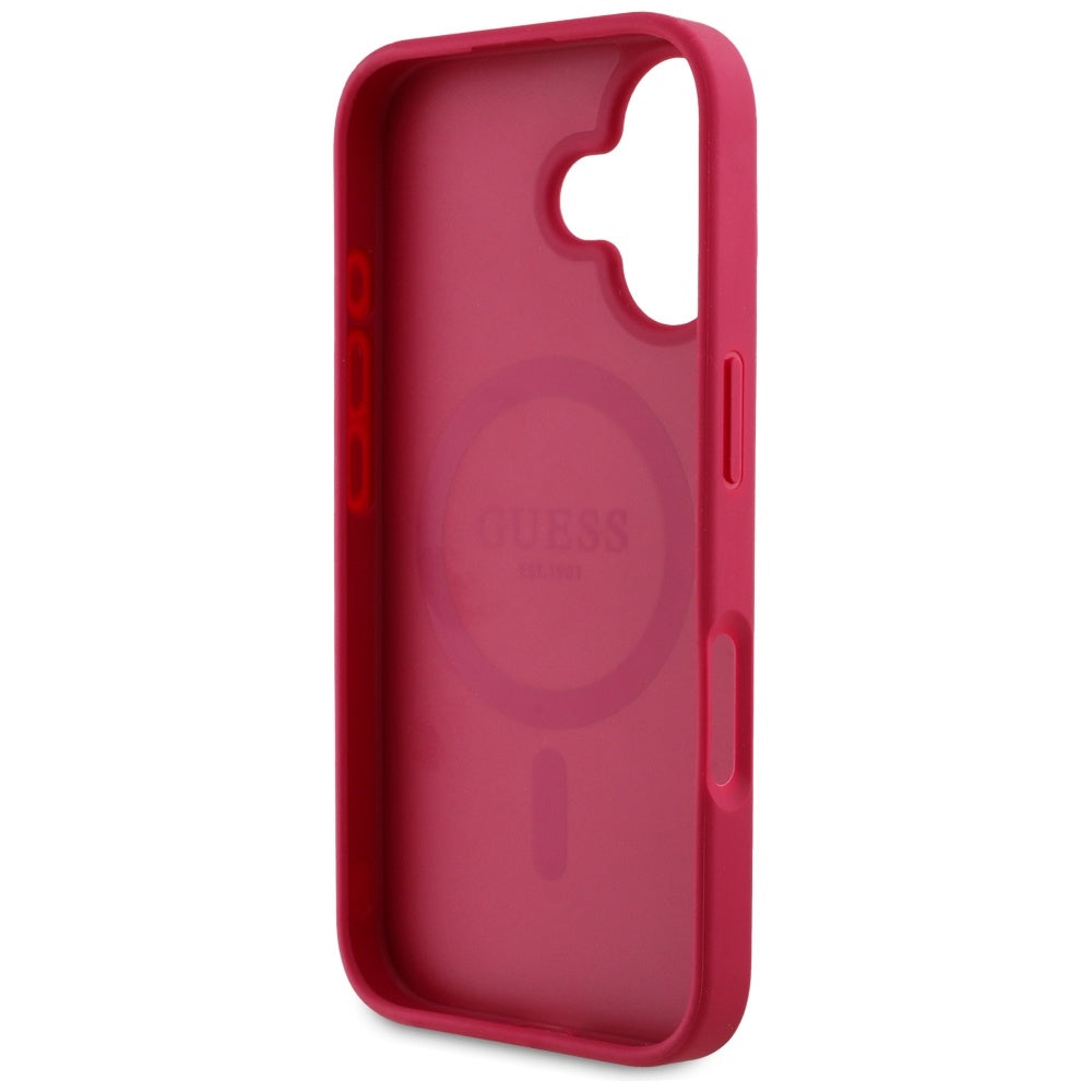 Puzdro MagSafe pre Apple iPhone 16, Guess, Grained Flowers, Fuksia