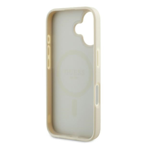 Puzdro MagSafe pre Apple iPhone 16, Guess, Grained Gold Ring, Bežové