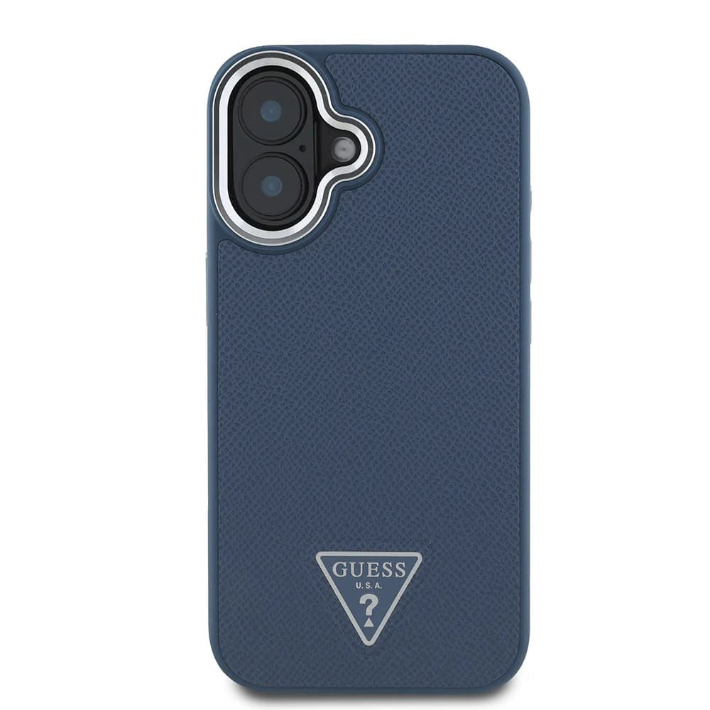 Puzdro MagSafe pre Apple iPhone 16, Guess, Grained Triangle Logo, Čierne