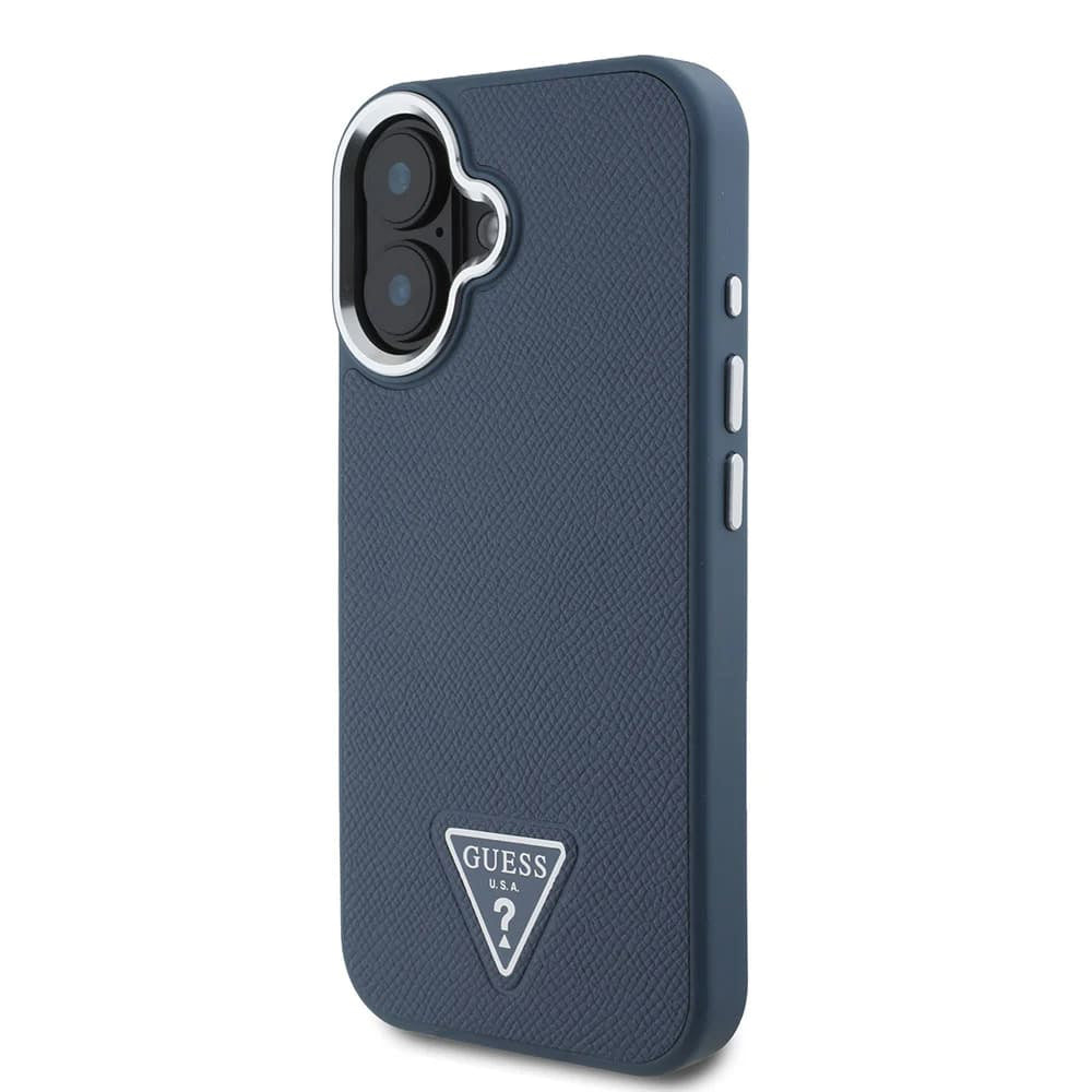 Puzdro MagSafe pre Apple iPhone 16, Guess, Grained Triangle Logo, Čierne