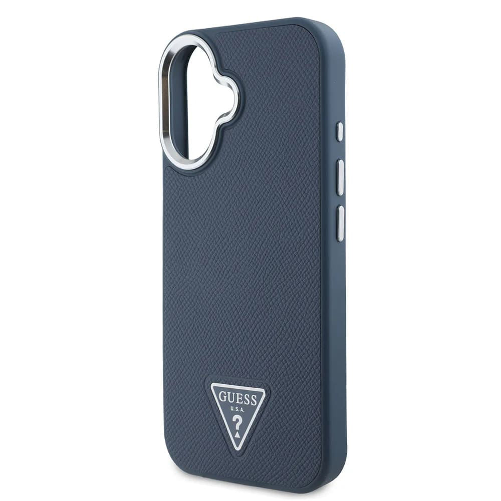 Puzdro MagSafe pre Apple iPhone 16, Guess, Grained Triangle Logo, Čierne