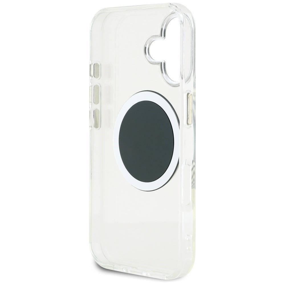 Puzdro MagSafe pre Apple iPhone 16, Guess, IML Metal Colored Circle, Čierne