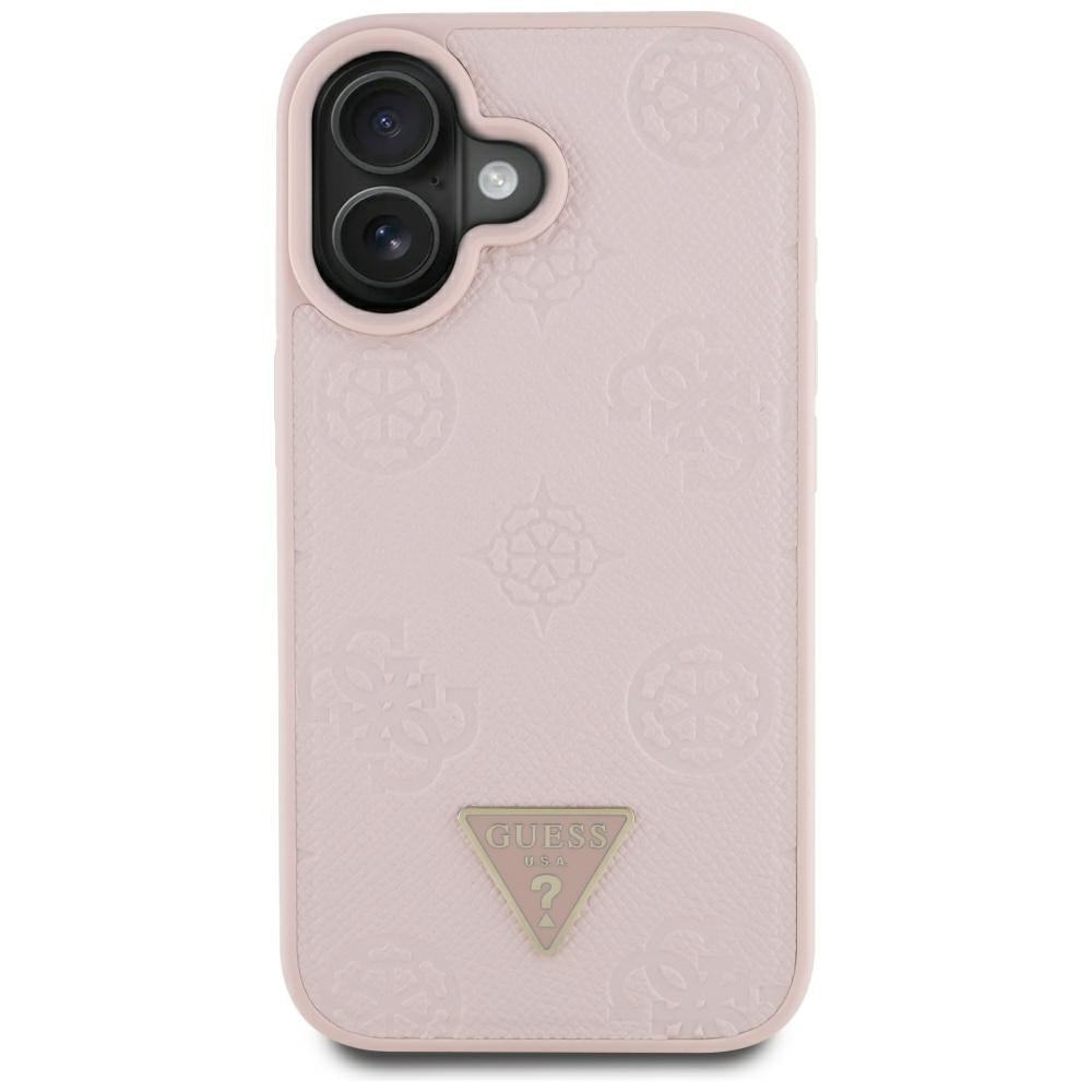 Puzdro MagSafe pre Apple iPhone 16, Guess, Peony Grained Hot Stamp Triangle, Ružové