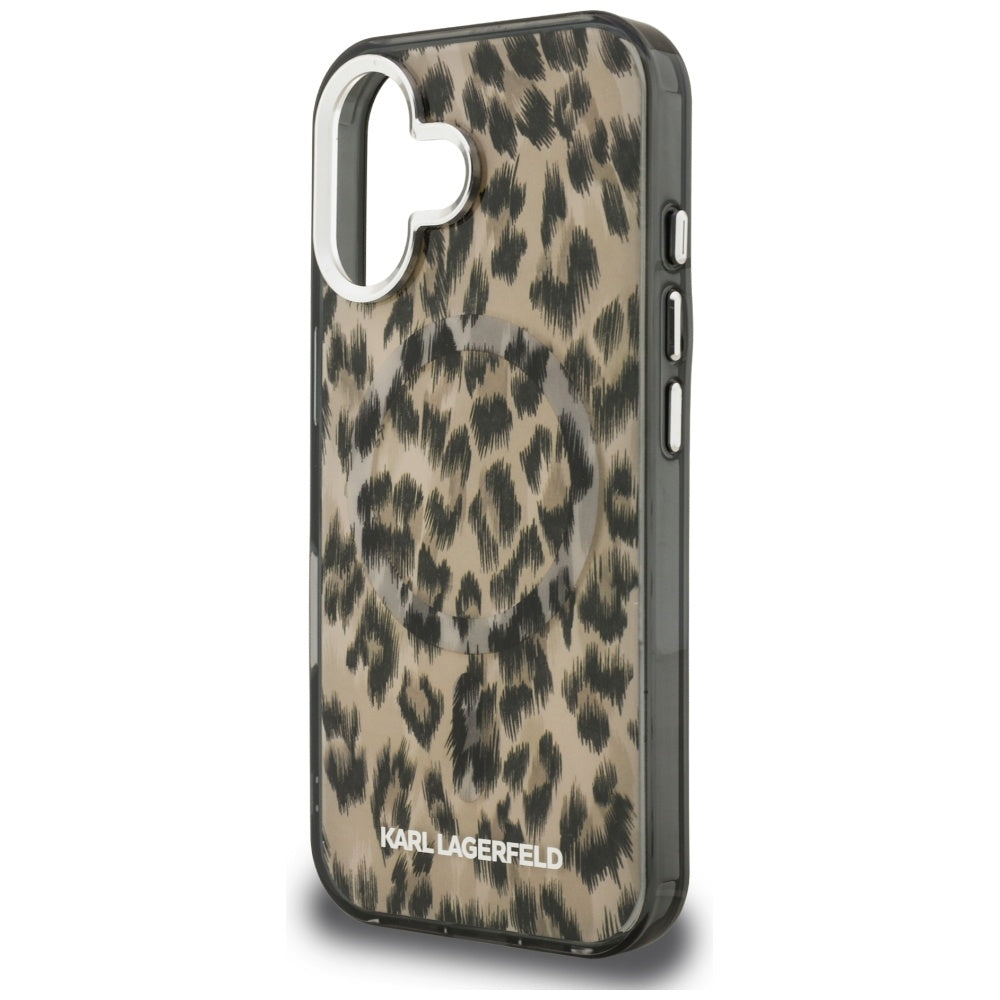 Puzdro MagSafe pre Apple iPhone 16, Karl Lagerfeld, IML Leopard Pattern, Hnedé