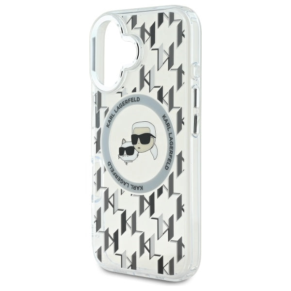 Puzdro MagSafe pre Apple iPhone 16, Karl Lagerfeld, IML Monogram Karl & Choupette's Heads, Transparentné