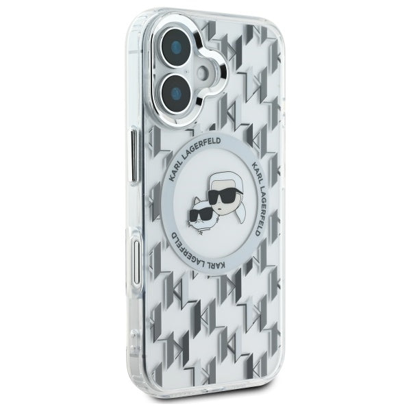 Puzdro MagSafe pre Apple iPhone 16, Karl Lagerfeld, IML Monogram Karl & Choupette's Heads, Transparentné