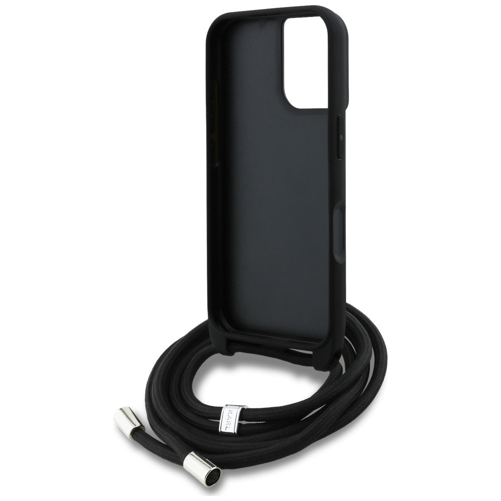 Puzdro MagSafe pre Apple iPhone 16, Karl Lagerfeld, Saffiano Crossbody, Čierne