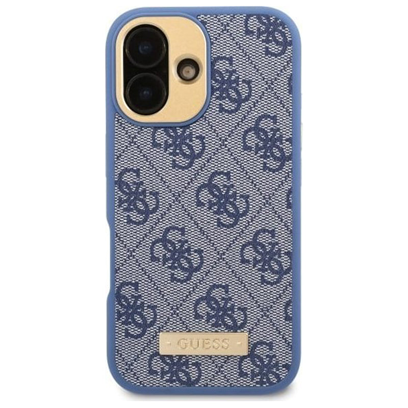 MagSafe Case for Apple iPhone 16 Plus, Guess, 4G Logo Plate, Blue