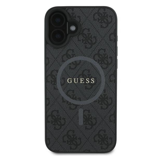 Puzdro MagSafe pre Apple iPhone 16 Plus, Guess, 4G Ring Classic Logo, Čierne