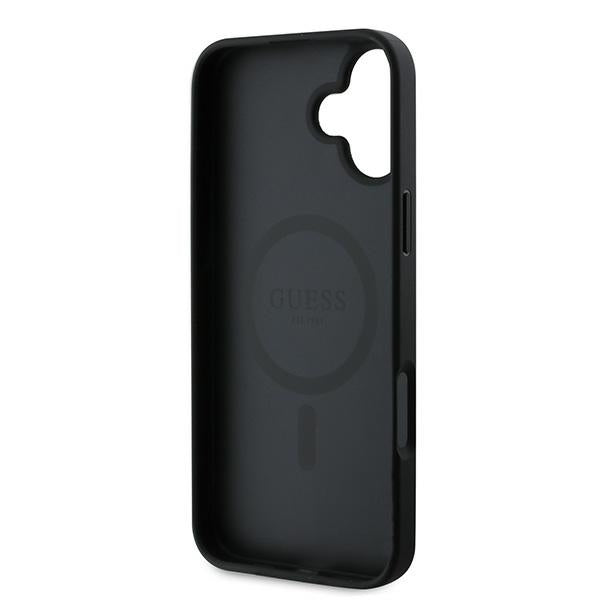 Puzdro MagSafe pre Apple iPhone 16 Plus, Guess, 4G Ring Classic Logo, Čierne