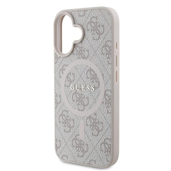 Puzdro MagSafe pre Apple iPhone 16 Plus, Guess, 4G Ring Classic Logo, Ružové