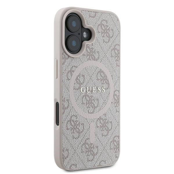 Puzdro MagSafe pre Apple iPhone 16 Plus, Guess, 4G Ring Classic Logo, Ružové