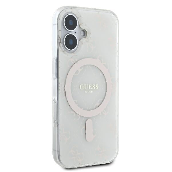 Puzdro MagSafe pre Apple iPhone 16 Plus, Guess, IML 4G Background, Biela
