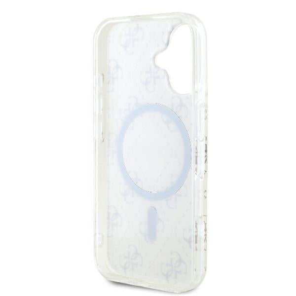 Puzdro MagSafe pre Apple iPhone 16 Plus, Guess, IML 4G Background, Biela