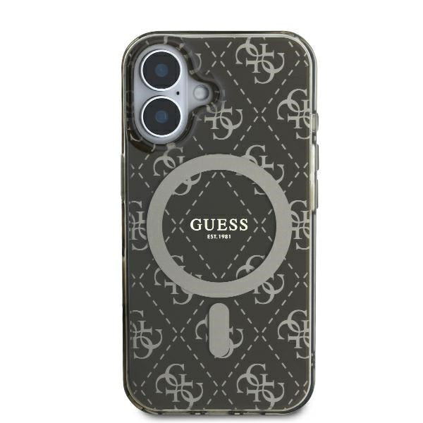 Puzdro MagSafe pre Apple iPhone 16 Plus, Guess, IML 4G Background, Hnedé