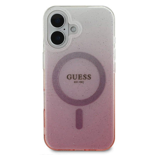 Puzdro MagSafe pre Apple iPhone 16 Plus, Guess, IML Glitter Gradient, Ružová