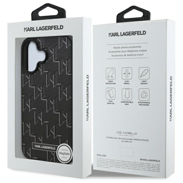 Puzdro MagSafe pre Apple iPhone 16 Plus, Karl Lagerfeld, Hot Stamp, Čierne