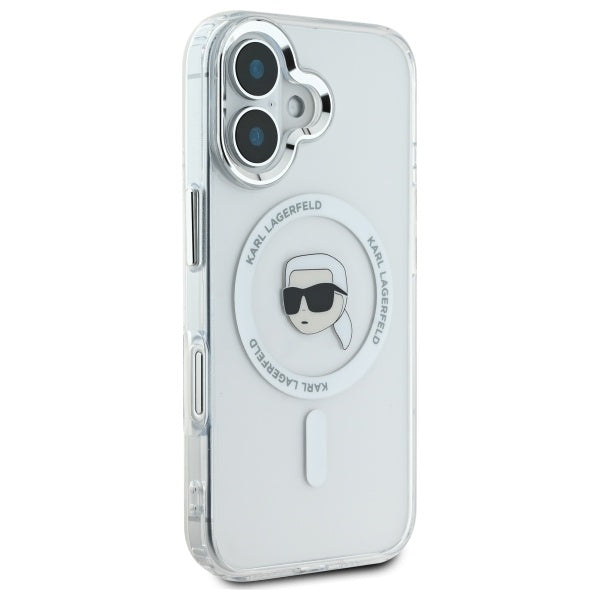 Puzdro MagSafe pre Apple iPhone 16 Plus, Karl Lagerfeld, IML Karl's Head, Biela