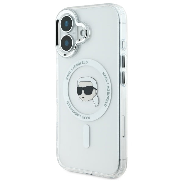 Puzdro MagSafe pre Apple iPhone 16 Plus, Karl Lagerfeld, IML Karl's Head, Biela