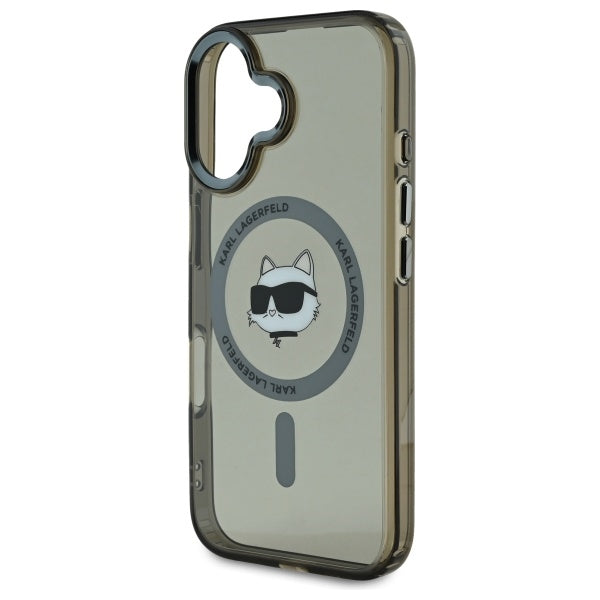 Puzdro MagSafe pre Apple iPhone 16 Plus, Karl Lagerfeld, IML Metal Choupette's Head, Čierne