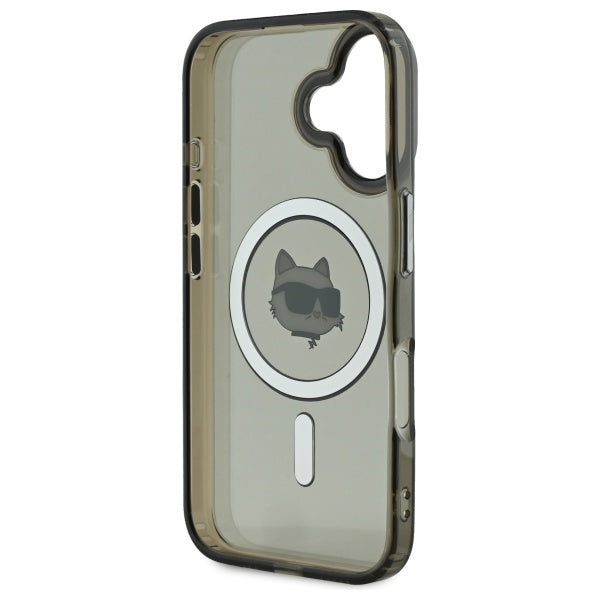 Puzdro MagSafe pre Apple iPhone 16 Plus, Karl Lagerfeld, IML Metal Choupette's Head, Čierne