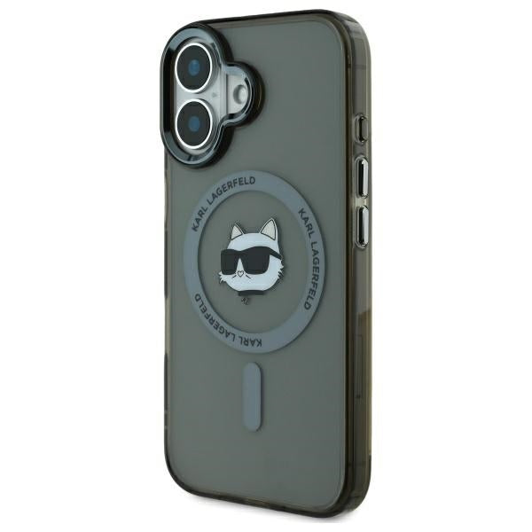 Puzdro MagSafe pre Apple iPhone 16 Plus, Karl Lagerfeld, IML Metal Choupette's Head, Čierne