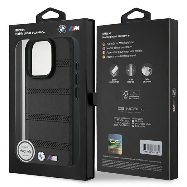 Puzdro MagSafe pre Apple iPhone 16 Pro, BMW, M Perforated And Stitched Line, Čierne
