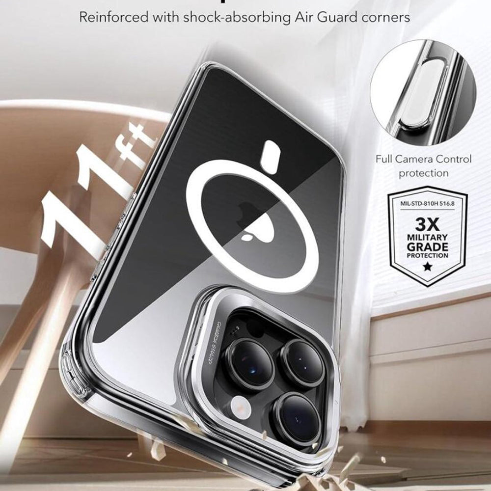 Puzdro MagSafe pre Apple iPhone 16 Pro, ESR, Classic Hybrid Kickstand Slide, Transparentné