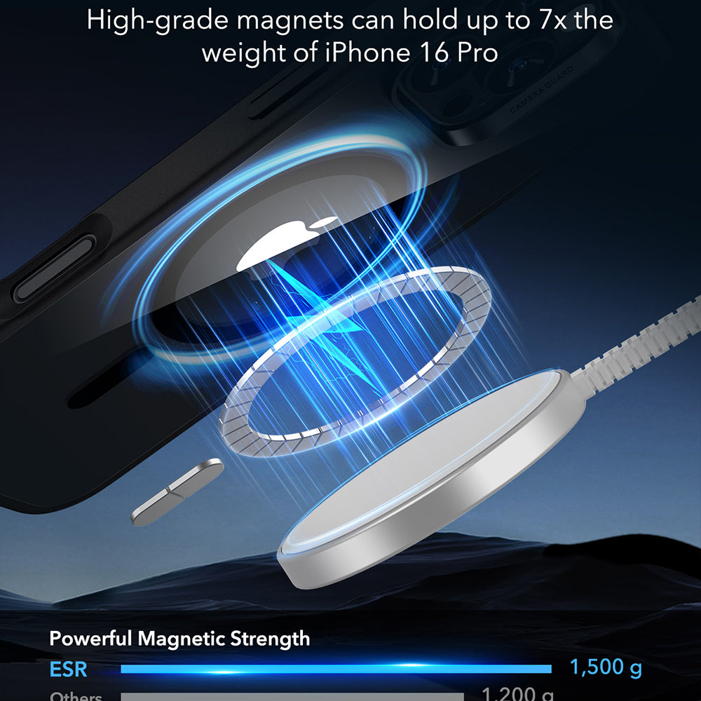 Puzdro MagSafe pre Apple iPhone 16 Pro, ESR, Classic Hybrid, Saténová čierna