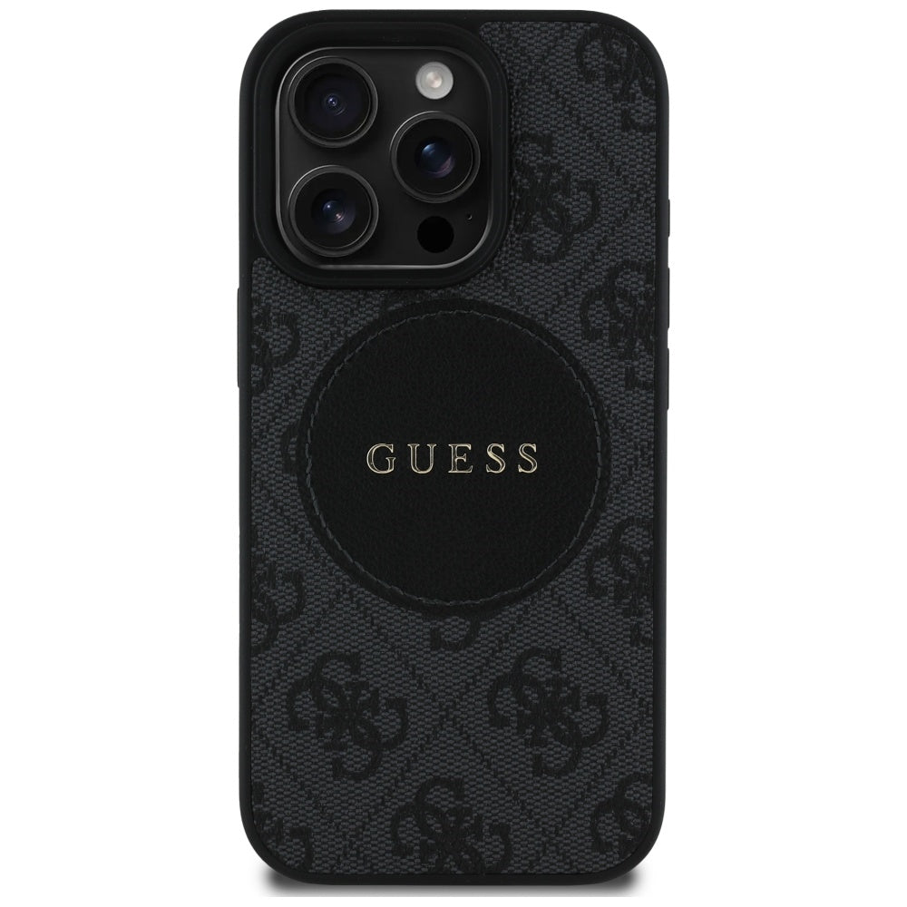 Puzdro MagSafe pre Apple iPhone 16 Pro, Guess, 4G Circle Classic Logo, Čierne