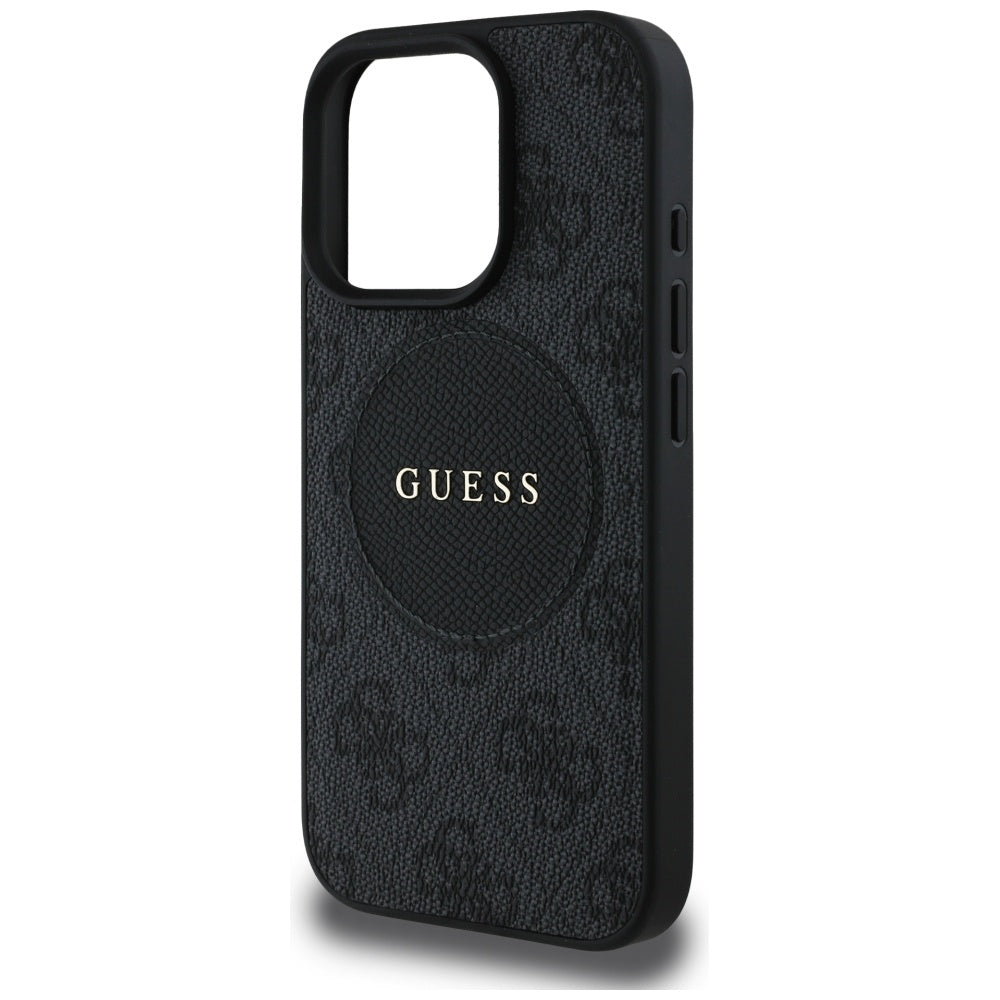 Puzdro MagSafe pre Apple iPhone 16 Pro, Guess, 4G Circle Classic Logo, Čierne