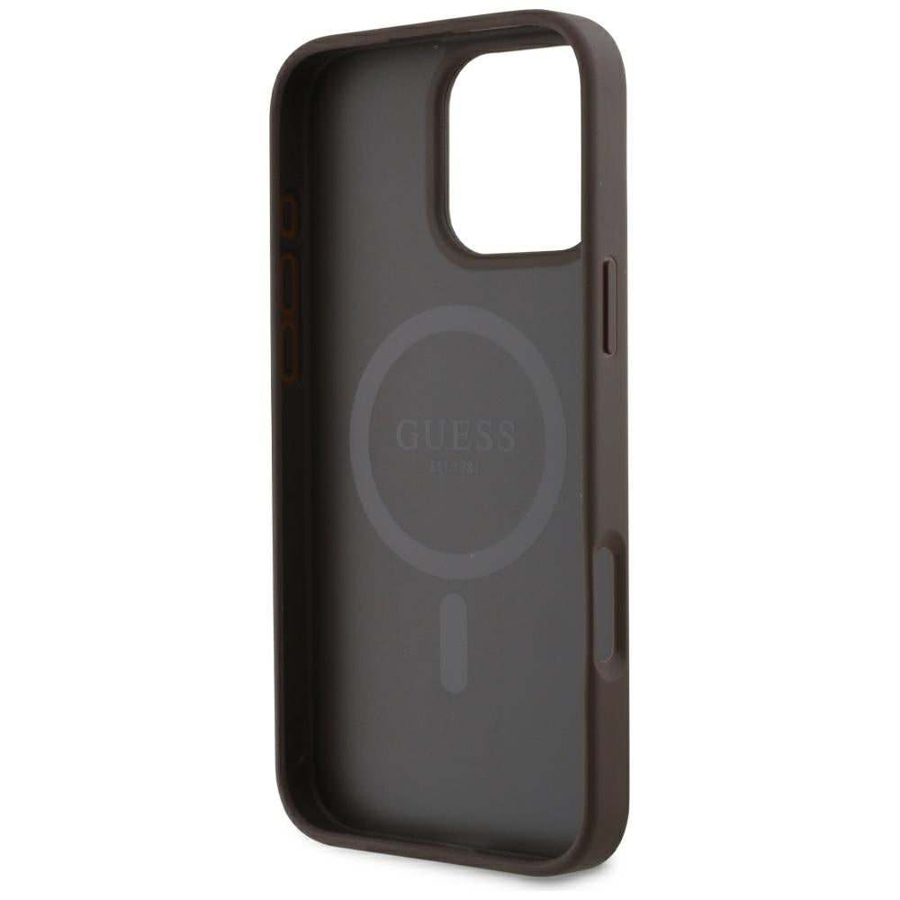 Puzdro MagSafe pre Apple iPhone 16 Pro, Guess, 4G Small and Classic Logo, Hnedá