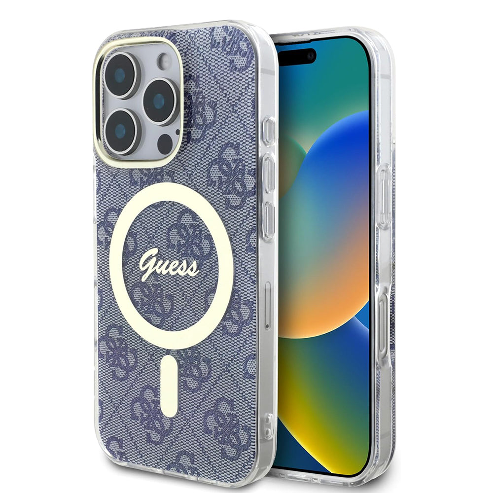 Puzdro MagSafe pre Apple iPhone 16 Pro, Guess, IML 4G, Modrá