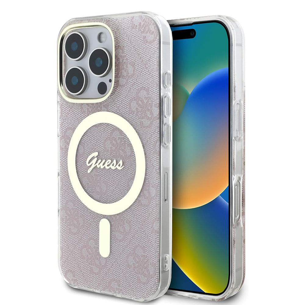 Puzdro MagSafe pre Apple iPhone 16 Pro, Guess, IML 4G, Ružové