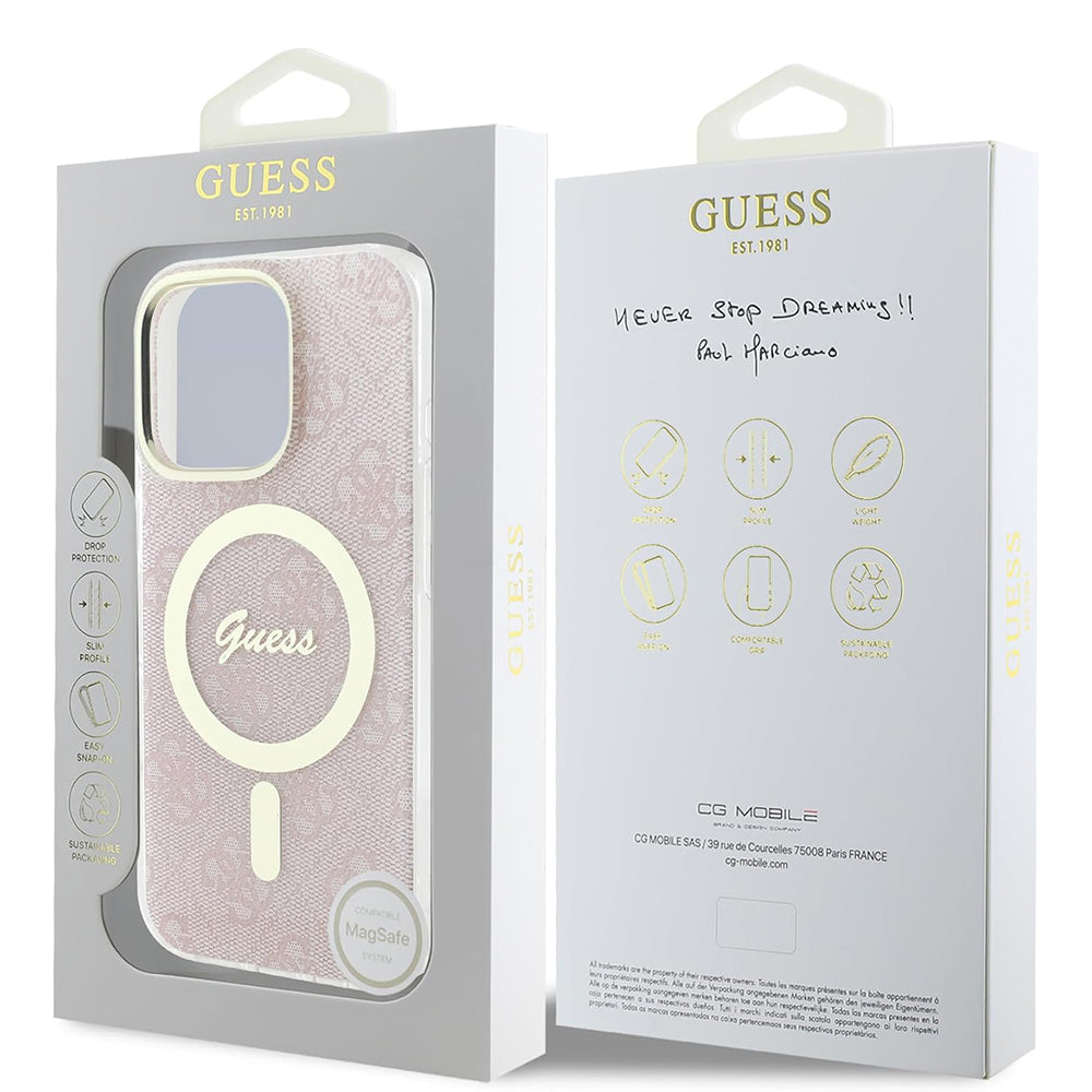 Puzdro MagSafe pre Apple iPhone 16 Pro, Guess, IML 4G, Ružové