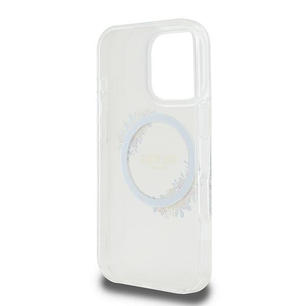 Puzdro MagSafe pre Apple iPhone 16 Pro, Guess, IML Flowers Wreath, Transparentné