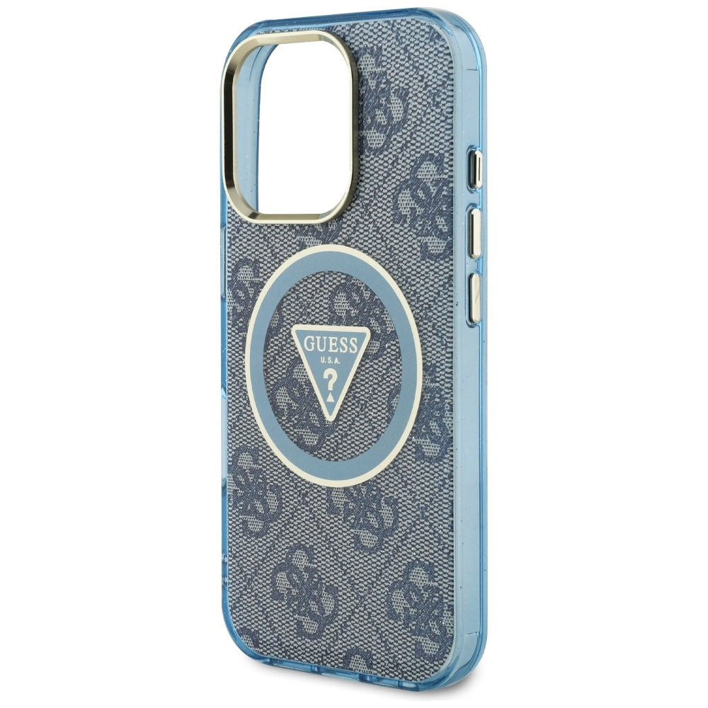 Puzdro MagSafe pre Apple iPhone 16 Pro, Guess, IML Glitter 4G Circle Triangle, Modrá