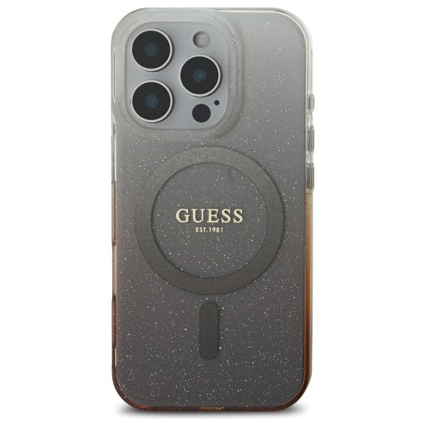MagSafe Case for Apple iPhone 16 Pro, Guess, IML Glitter Gradient, Brown