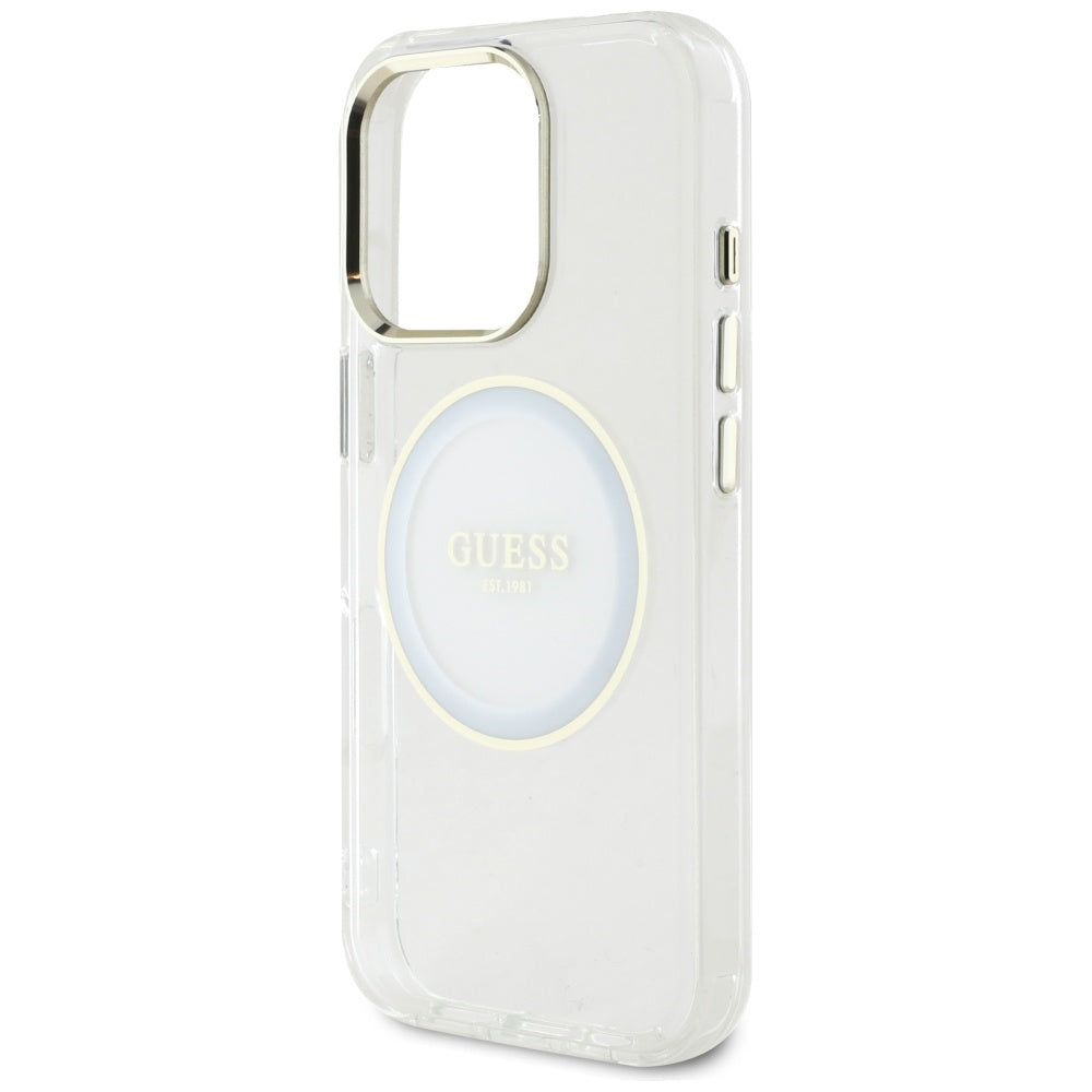 Puzdro MagSafe pre Apple iPhone 16 Pro, Guess, IML Metal Colored Circle, Biela