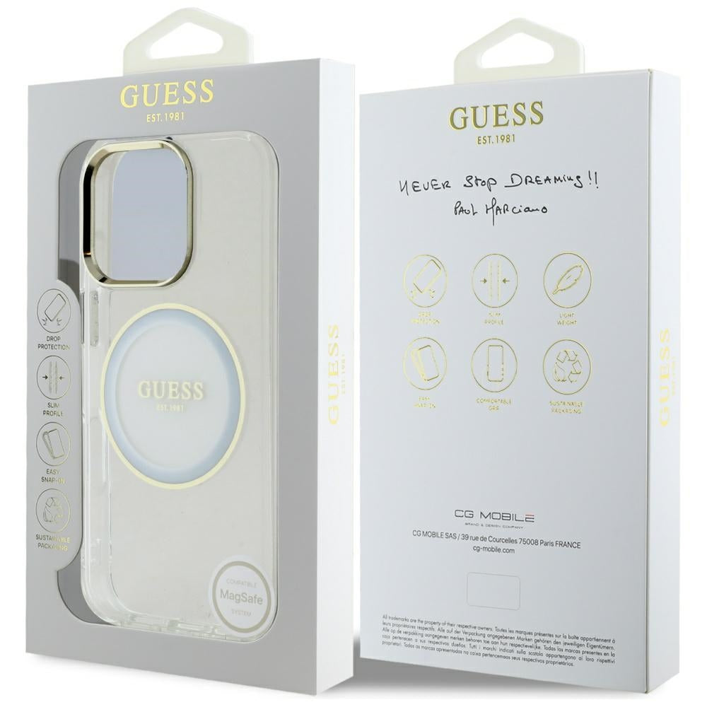 Puzdro MagSafe pre Apple iPhone 16 Pro, Guess, IML Metal Colored Circle, Biela