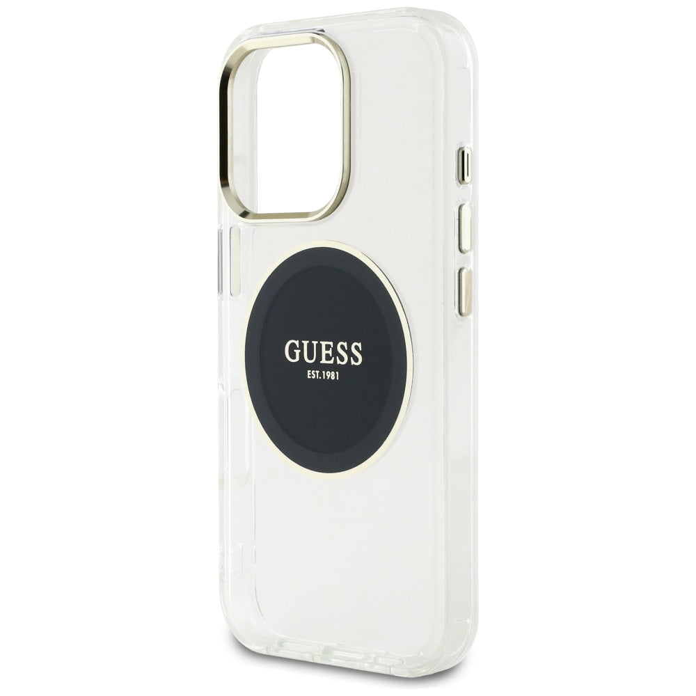 Puzdro MagSafe pre Apple iPhone 16 Pro, Guess, IML Metal Colored Circle, Čierne