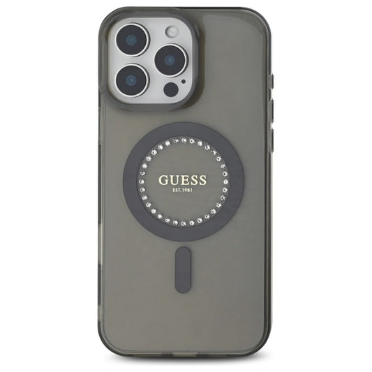 Puzdro MagSafe pre Apple iPhone 16 Pro, Guess, IML Rhinestone, Čierne