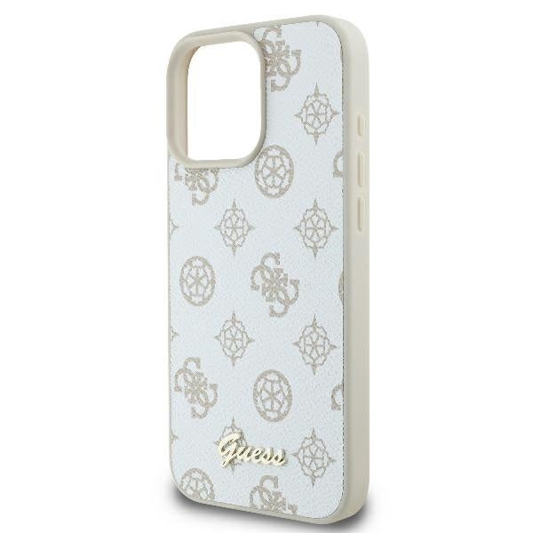 Puzdro MagSafe pre Apple iPhone 16 Pro, Guess, Peony Script, Biela